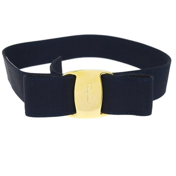Salvatore Ferragamo Navy Canvas Belt #S 8046 Small Good 153866 main image 8